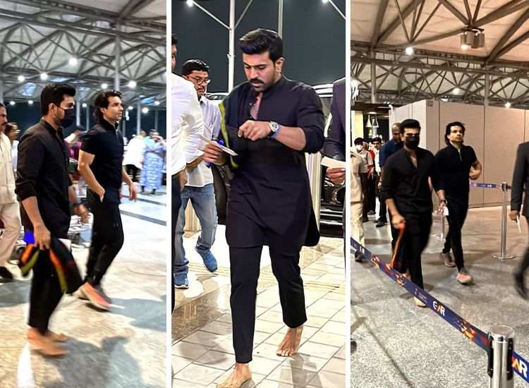 Ram Charan Spotted Barefoot At Airport As He Leaves For US Ahead Of Oscars 2023